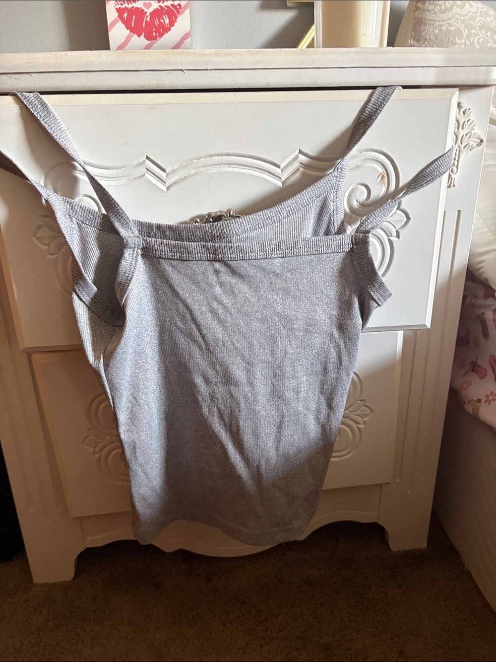 SHEIN Gray Ribbed Off-Shoulder Camisole